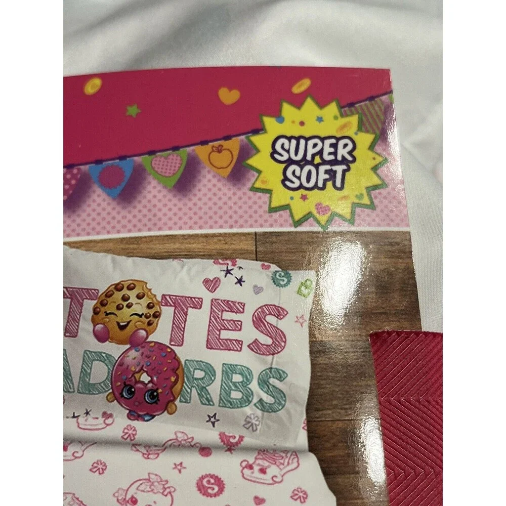 New SHOPKINS Super Soft Queen 4pc Sheet Set Fitted Flat Standard Pillowcases